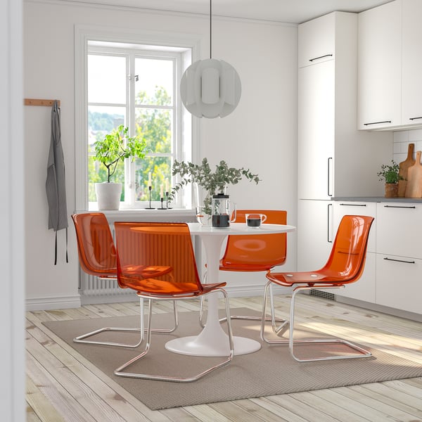 DOCKSTA / TOBIAS - DOCKSTA / TOBIAS Table and 4 chairs, white white/brown/red, 103 cm