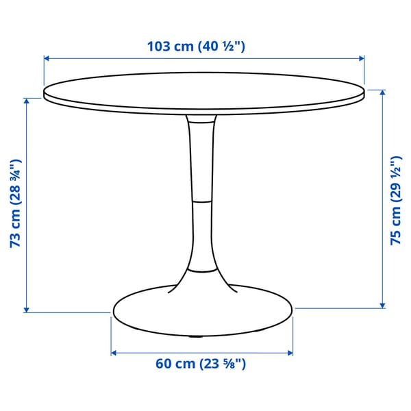 DOCKSTA / TOBIAS table and 4 chairs, white white/transparent chrome-plated, 103 cm