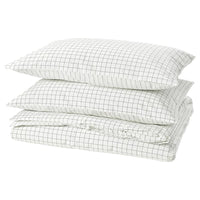 DOFTAKLEJA duvet cover and 2 pillowcases, white/anthracite, 240x220/50x80 cm