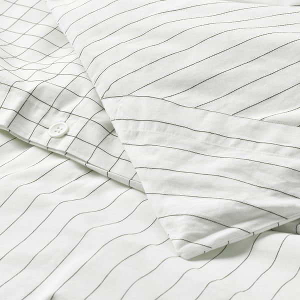 DOFTAKLEJA - DOFTAKLEJA Duvet cover and pillowcase, white/anthracite, 150x200/50x80 cm