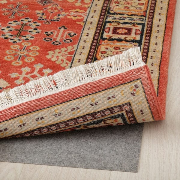 Ikea DOFTMYSKGRÄS - Carpet, short pile, red floral pattern/handmade,170x240 cm