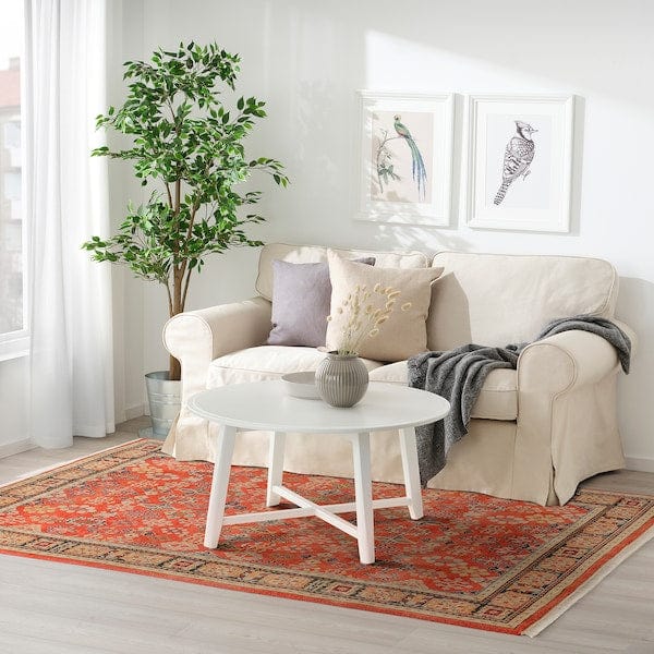 Ikea DOFTMYSKGRÄS - Carpet, short pile, red floral pattern/handmade,170x240 cm