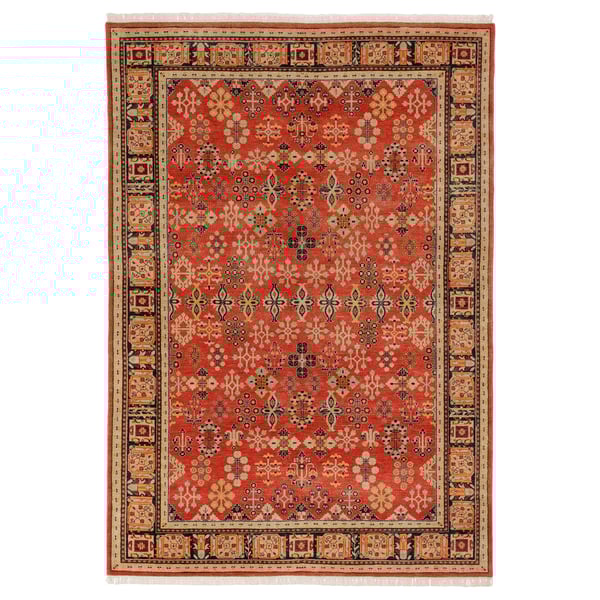 DOFTMYSKGRÄS - Carpet, short pile, red floral pattern/handmade,170x240 cm