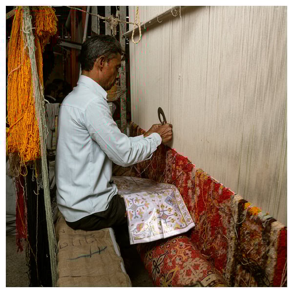 DOFTMYSKGRÄS - Carpet, short pile, red floral pattern/handmade,170x240 cm