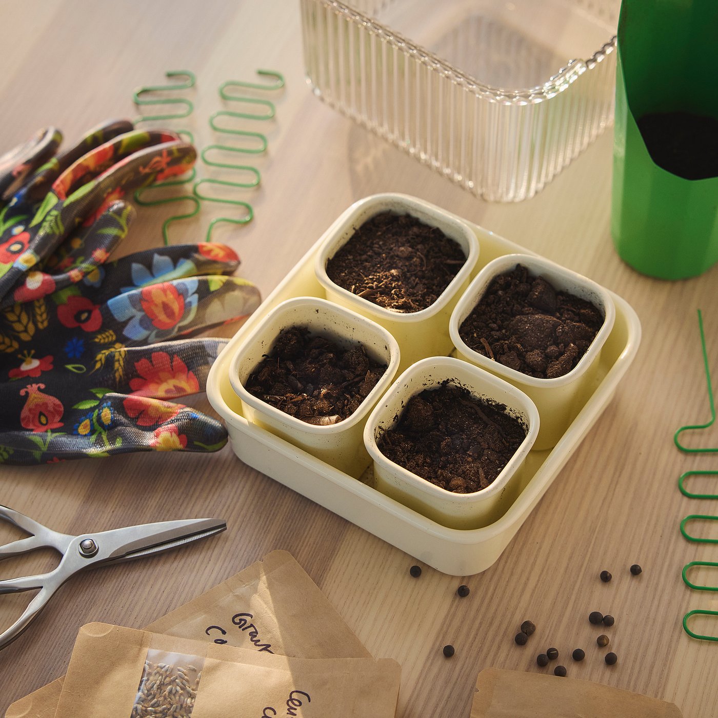DOFTRIPS growing set, transparent/off-white, 16x16x14.5 cm
