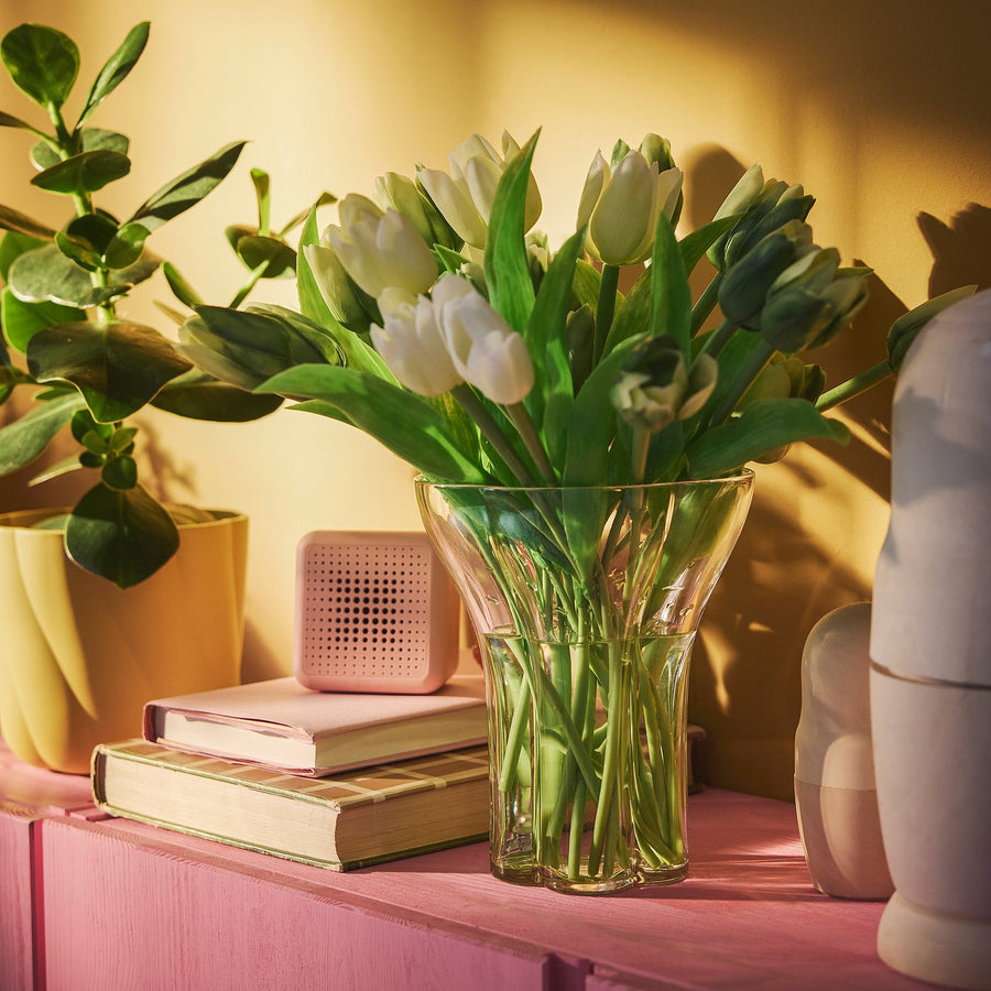 DOFTRIPS vase, clear glass, 15 cm