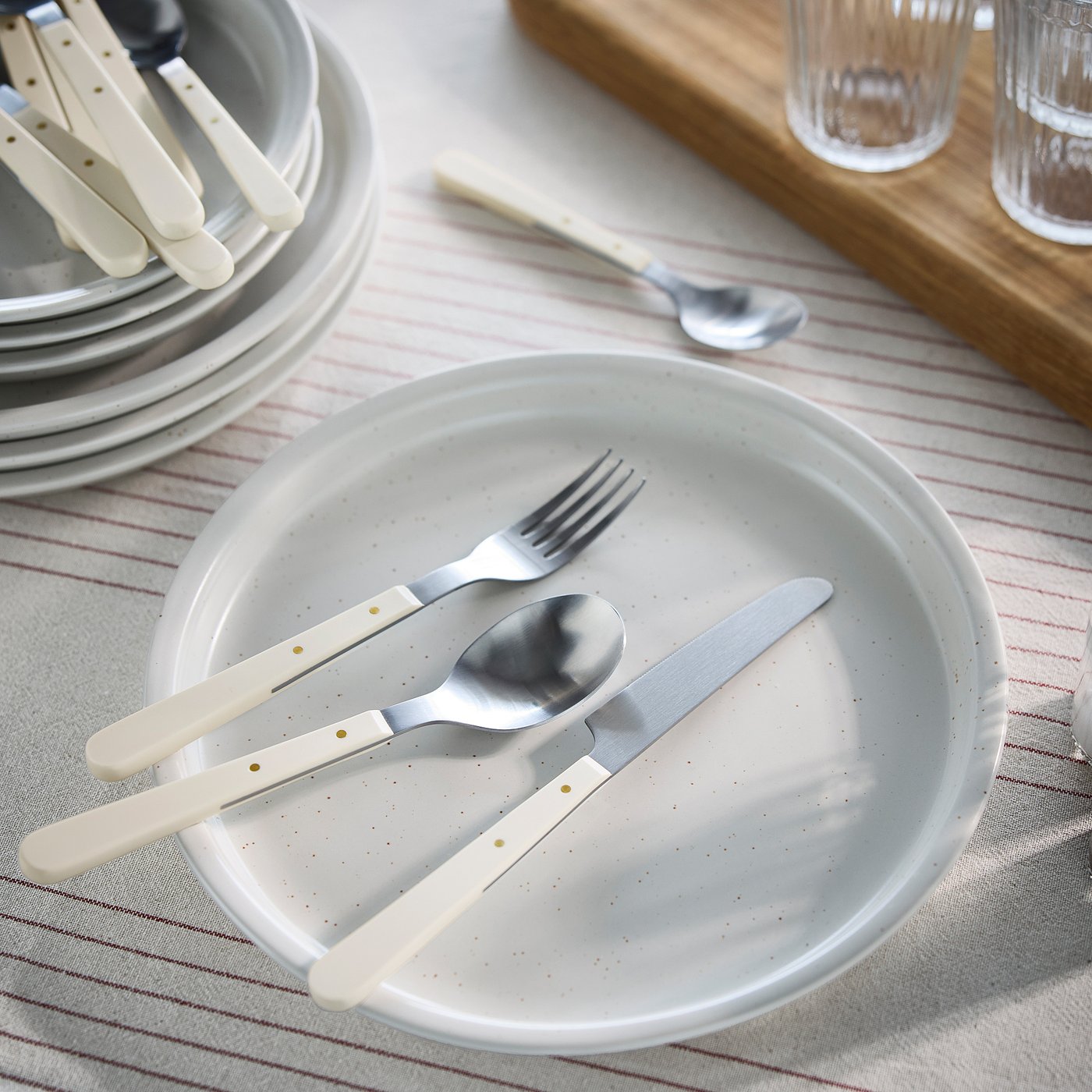 DOFTSKÖLD 24-piece cutlery set, off-white