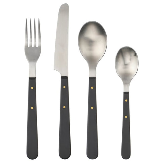 DOFTSKÖLD cutlery service, 24 pieces, black