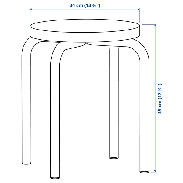 DOMSTEN stool, orange/pine, 34 cm