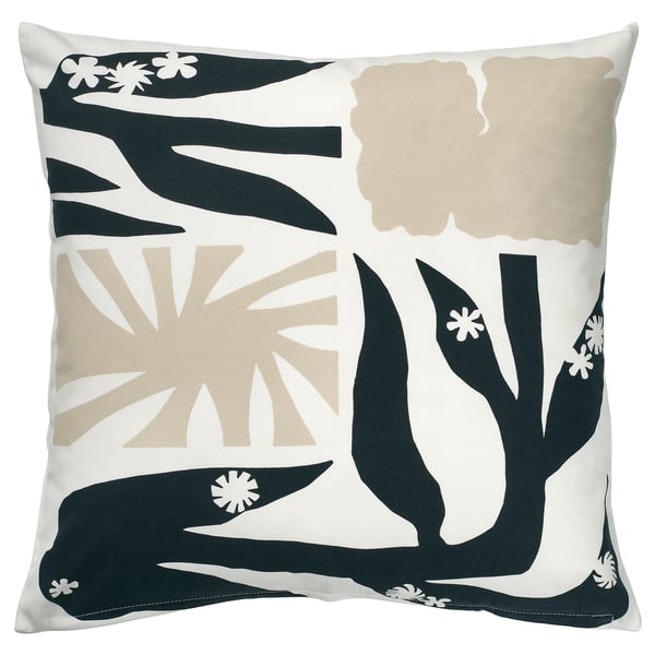 DRABOR - Cushion cover, black/light beige,50x50 cm