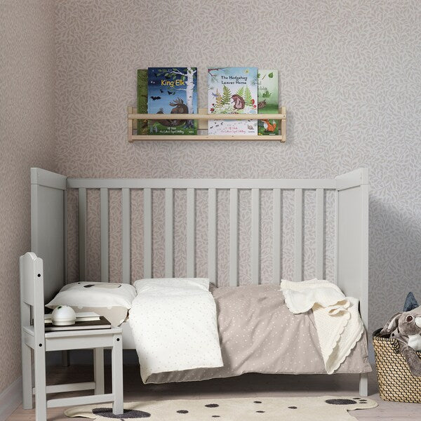 DRÖMSLOTT - Cot linen set, 3 pieces, puppy/beige motif, 60x120 cm