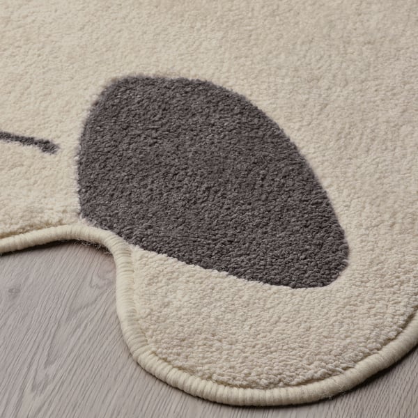 DRÖMSLOTT rug, dog-shaped off-white/grey, 66x110 cm