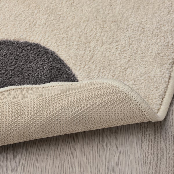 DRÖMSLOTT rug, dog-shaped off-white/grey, 66x110 cm