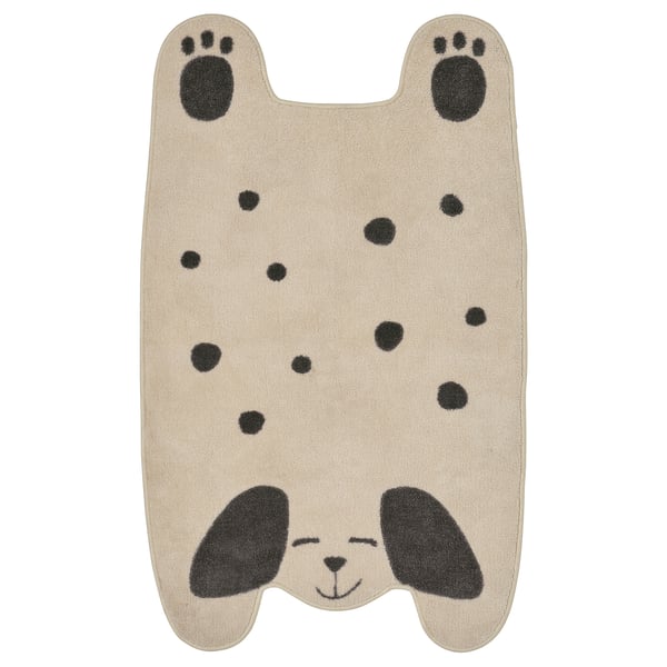 DRÖMSLOTT rug, dog-shaped off-white/grey, 66x110 cm