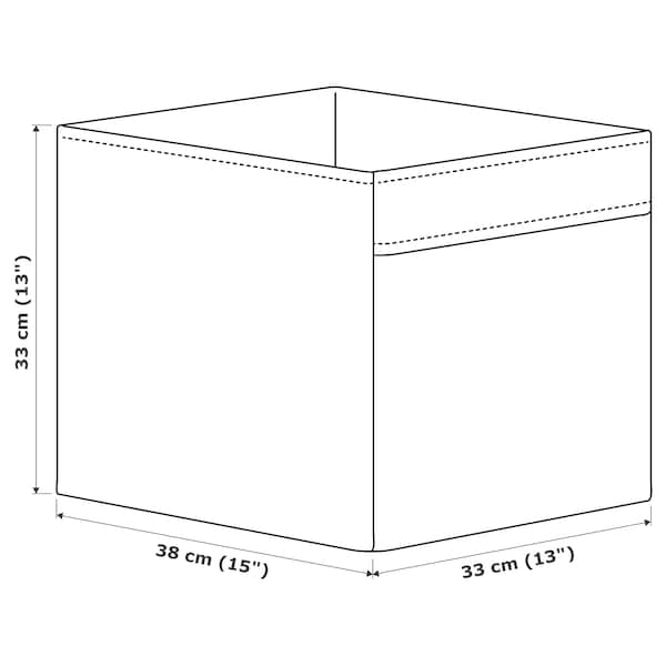 DRÖNA - Box, white/check pattern, 33x38x33 cm