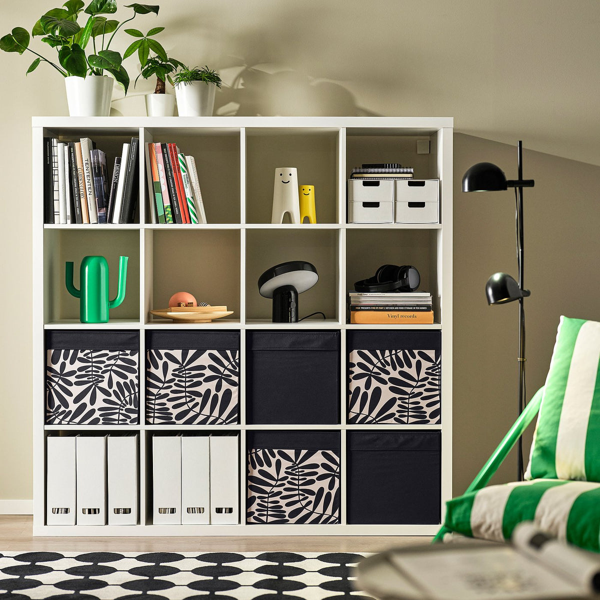 DRÖNA box, black/off-white, 33x38x33 cm