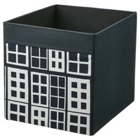 DRÖNA box, black/patterned, 33x38x33 cm