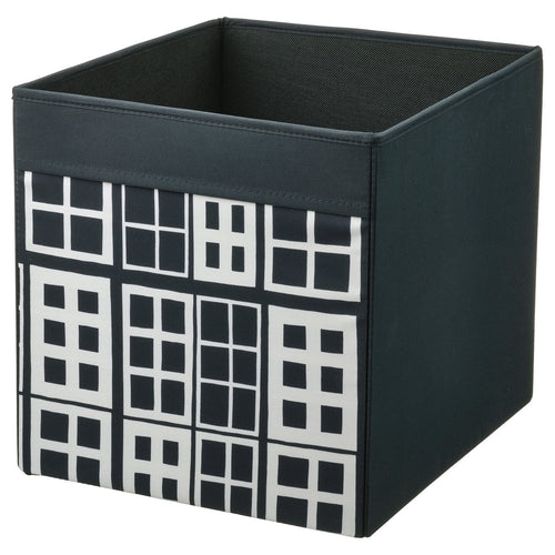 DRÖNA box, black/patterned, 33x38x33 cm