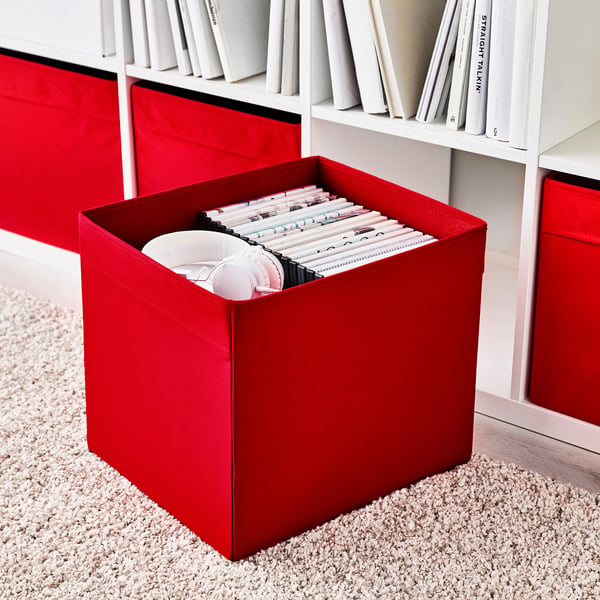 DRÖNA box, red, 33x38x33 cm