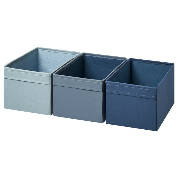 DRÖNA - Box, set of 3, blue, 18x25x15 cm