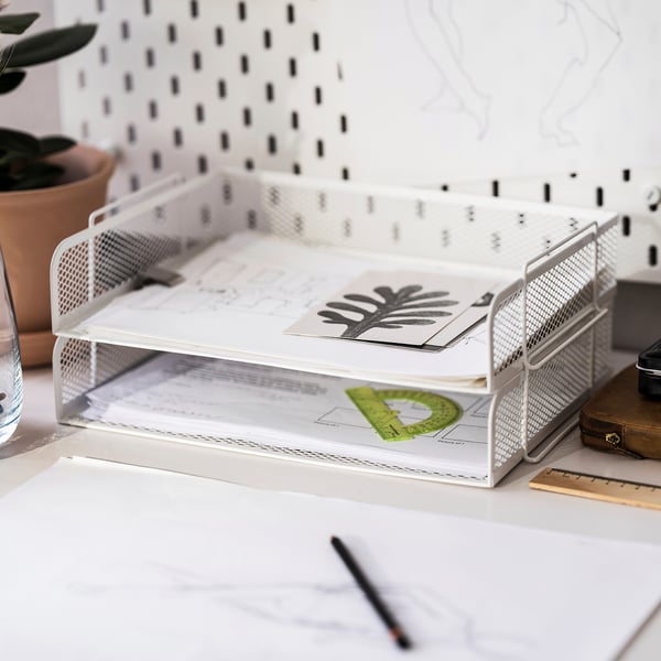 DRÖNJÖNS letter tray, white, 34x7x24 cm, 2 pack