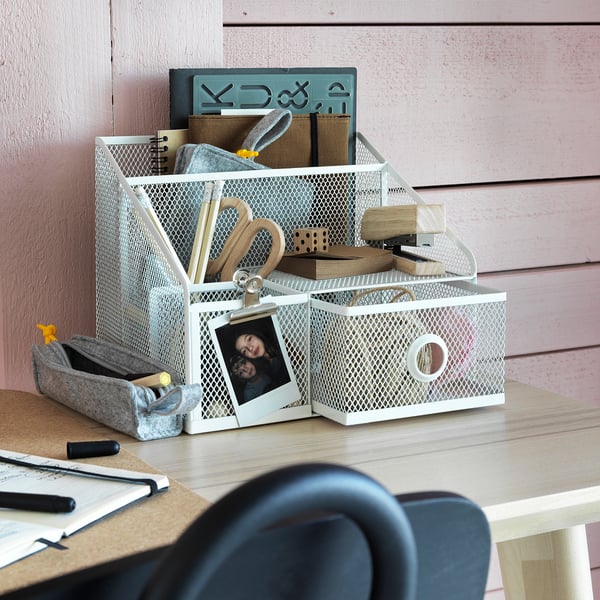 DRÖNJÖNS desk organiser, white, 25x20 cm
