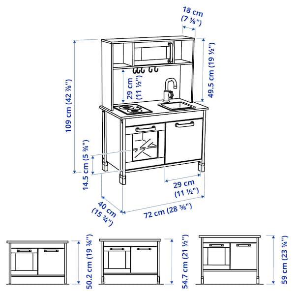 DUKTIG - Play kitchen, birch, 72x40x109 cm