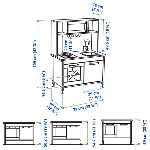 DUKTIG play kitchen, birch, 72x40x109 cm