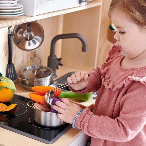 DUKTIG - DUKTIG 5-piece toy cookware set, stainless steel colour