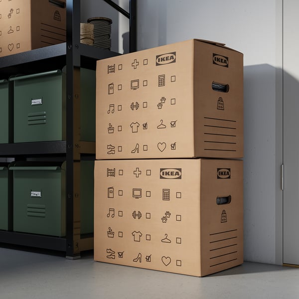 DUNDERGUBBE moving box, brown, 50x31x40 cm