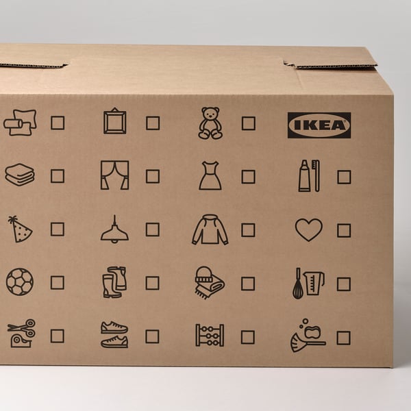 DUNDERGUBBE moving box, brown, 64x34x40 cm/80 l