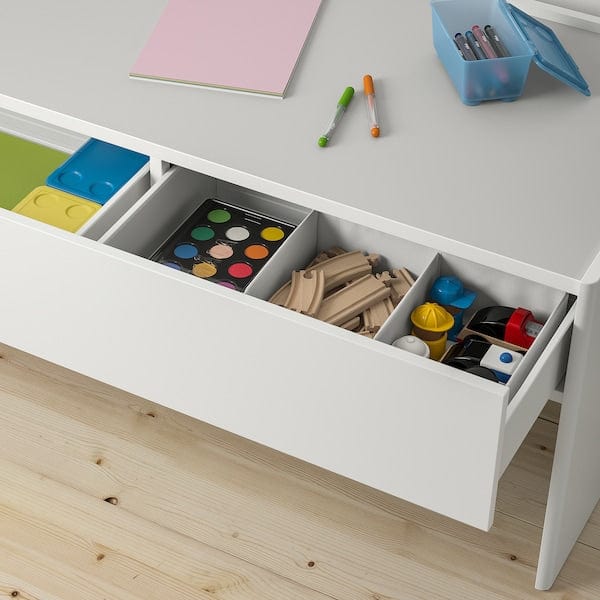 Ikea DUNDRA - Activity table with storage, white/grey
