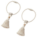 DUNFLÄTA magnetic curtain tie-back, off-white/tassel, 2 pack