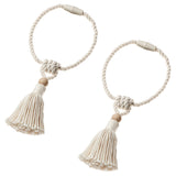 DUNFLÄTA magnetic curtain tie-back, off-white/tassel, 2 pack