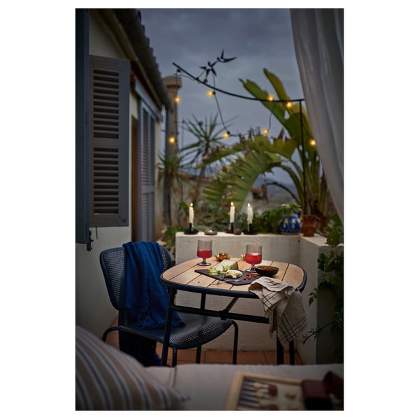 DUVSKÄR chair, in/outdoor, black-blue, 49x80x57 cm
