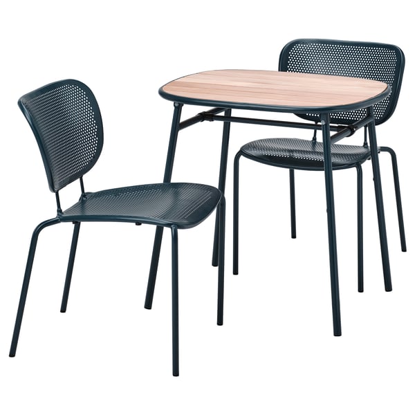 DUVSKÄR table and 2 chairs, outdoor/black-blue