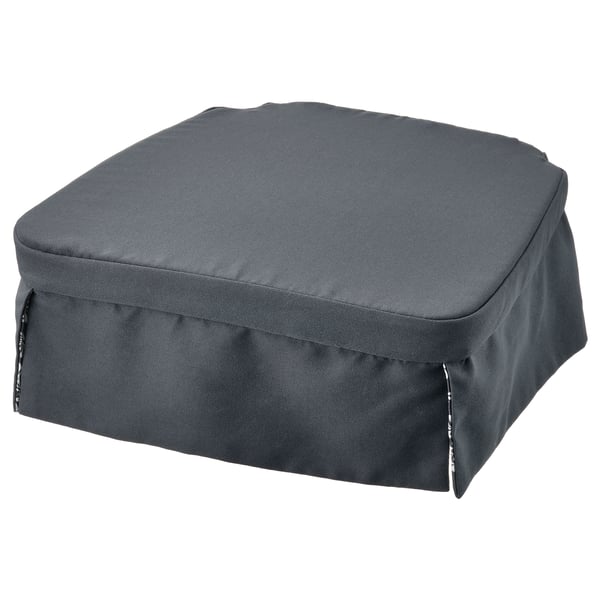 DVÄRGDUNÖRT - Chair cushion, grey/white, 42/35x42x4 cm