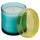 DVÄRGHÖK scented candle in glass with lid, Fig leaf blue/light yellow, 50 hr