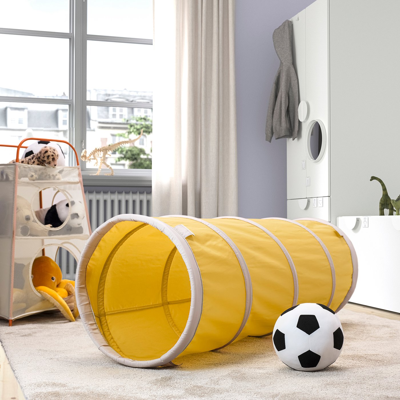 DVÄRGMÅS play tunnel, yellow/beige, 45 cm
