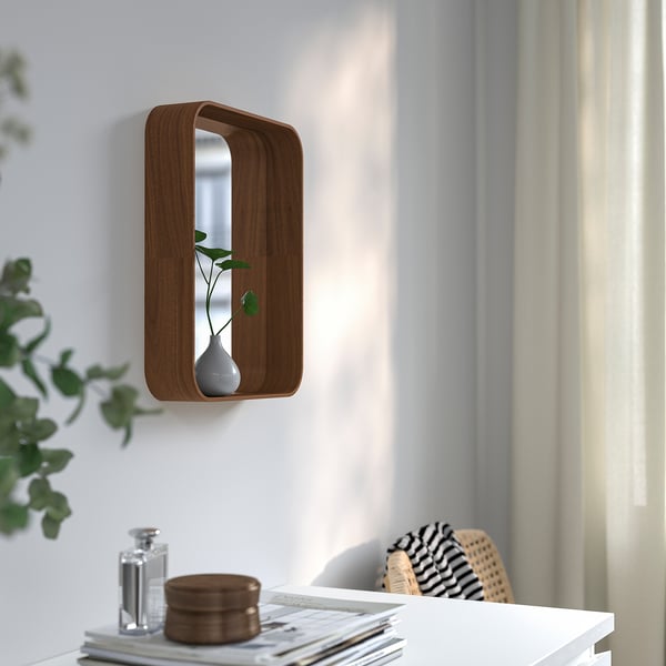 DVÄRGSYREN - DVÄRGSYREN Mirror, walnut veneer, 28x37 cm