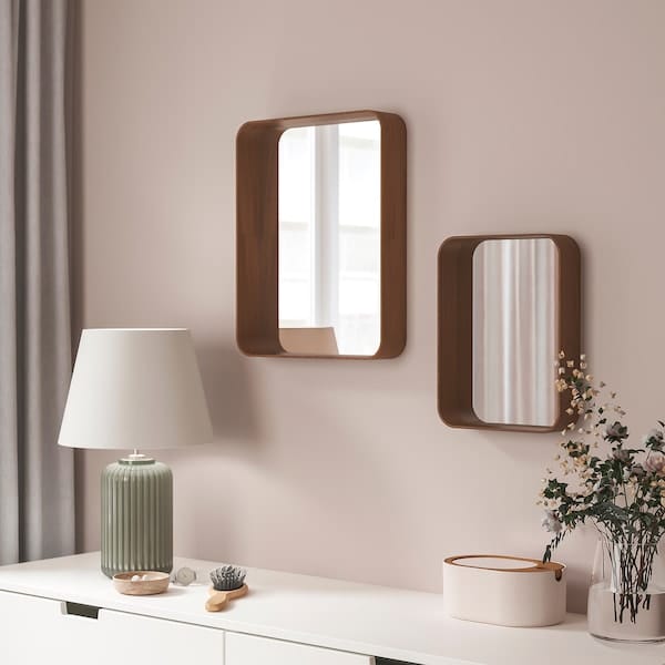 Ikea DVÄRGSYREN - Mirror, walnut veneer,28x37 cm