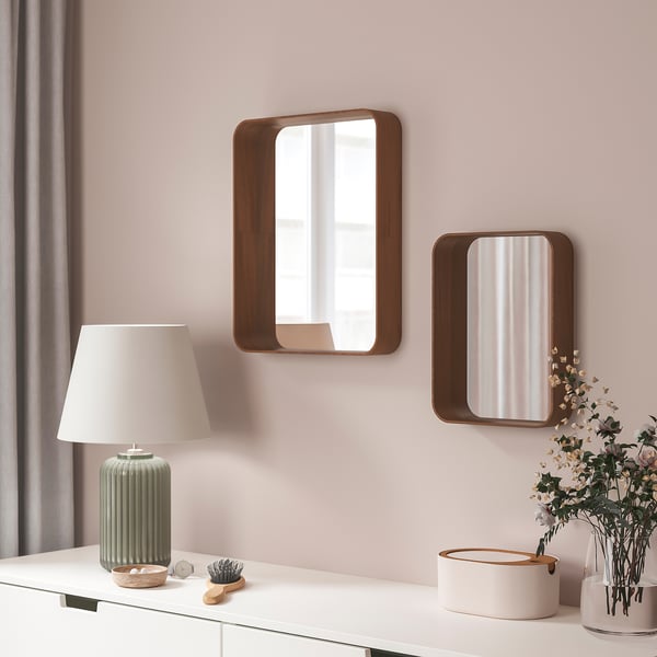 DVÄRGSYREN - DVÄRGSYREN Mirror, walnut veneer, 28x37 cm