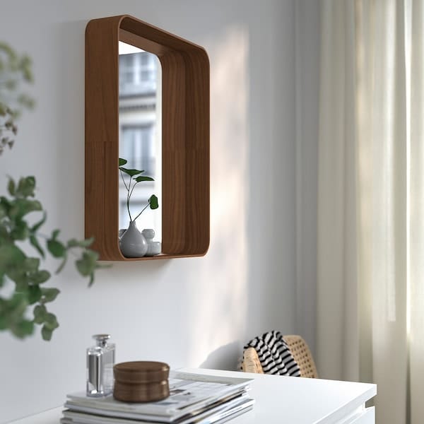 Ikea DVÄRGSYREN - Mirror, walnut veneer,40x50 cm