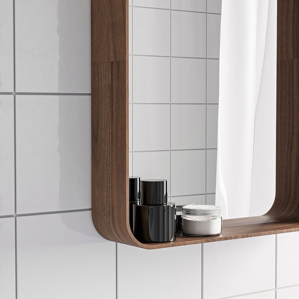 DVÄRGSYREN - DVÄRGSYREN Mirror, walnut veneer, 28x37 cm