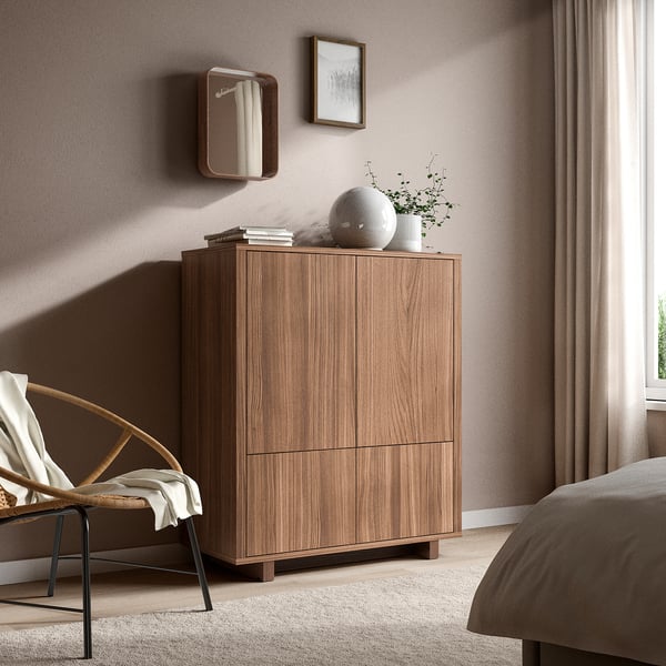 DVÄRGSYREN - DVÄRGSYREN Mirror, walnut veneer, 28x37 cm
