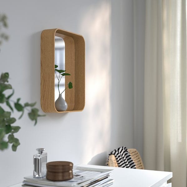 Ikea DVÄRGSYREN - Mirror, oak veneer,28x37 cm