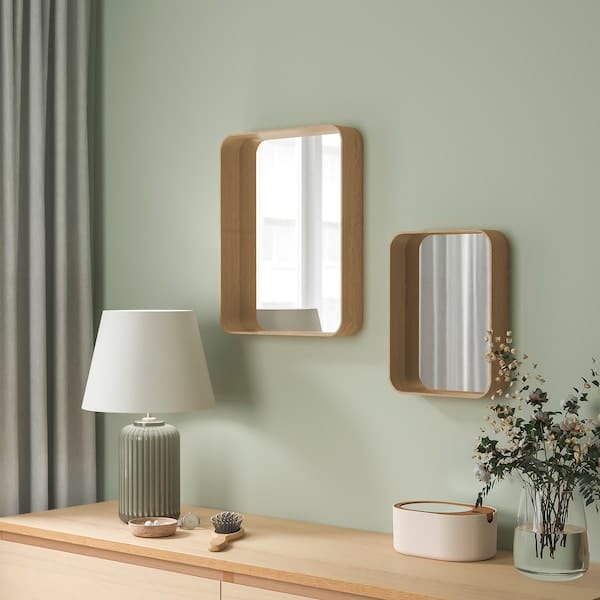 Ikea DVÄRGSYREN - Mirror, oak veneer,40x50 cm