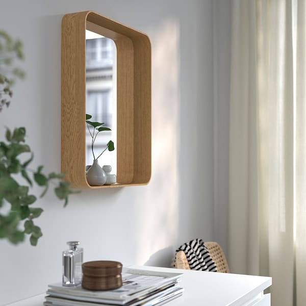 Ikea DVÄRGSYREN - Mirror, oak veneer,40x50 cm