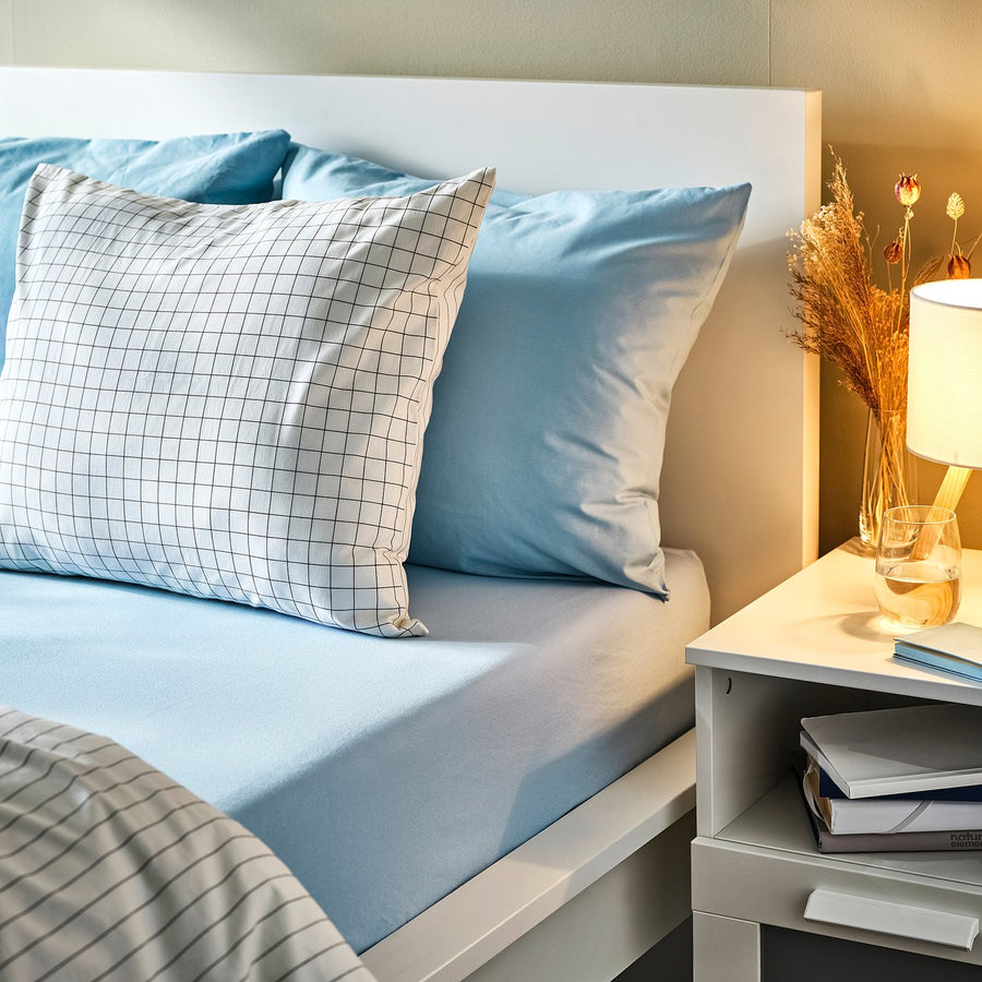 DVALA fitted sheet, light blue, 200x80 cm