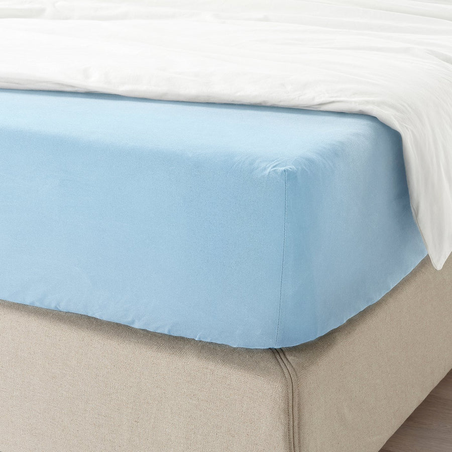 DVALA fitted sheet, light blue, 200x140 cm